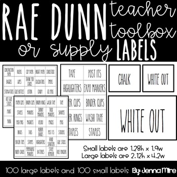 Preview of Rae Dun Teacher's Toolbox/ Supply Labels