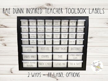 Preview of Rae Dunn Inspired Teacher Toolbox Labels - Iris 44 Drawer EDITABLE