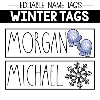 Preview of Rae Dunn Inspired Winter Name Tags Editable