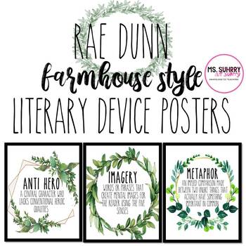 Preview of Rae Dunn Literary Device Posters - Farmhouse Wreath, Rustic - Color and B&W