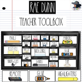 White Rae Dunn Teacher Toolbox (Editable)