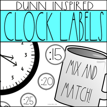Preview of Rae Dunn Theme Telling Time Clock Labels - Classroom Decor