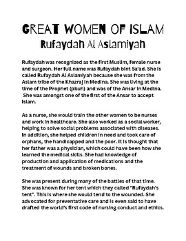 Preview of Rafaydah Al Aslamiyah Great Women of Islam