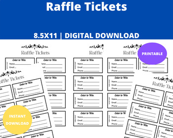 Preview of Raffle Tickets : Printable Black And White Raffle Cards For Any Event