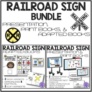 Preview of Community Sign Railroad Adapted Books, Presentation, Printable Books BUNDLE SPED