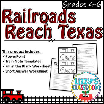Preview of Railroads Reach Texas | PowerPoint, Note Templates, and Worksheets