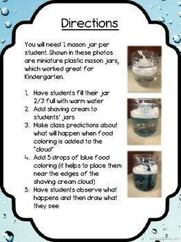 Rain Cloud in a Jar Activity Directions & Differentiated Handouts