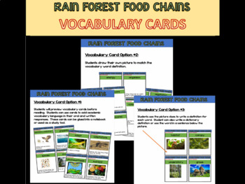Preview of Rain Forest Food Chains Vocabulary Cards