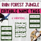 Rain Forest Jungle Editable Printable Table Name Tags for 