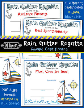 Preview of Rain Gutter Regatta Award Certificates for Cub Scouts - Printable Download