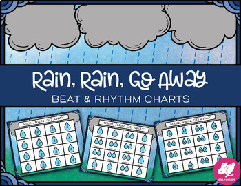 Preview of Rain, Rain, Go Away Beat, Rhythm, & Solfege Charts to Project - Free