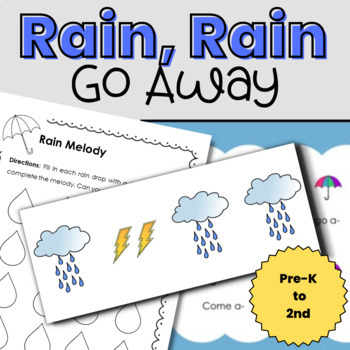 Preview of Rain Rain Go Away - Rhythm and Solfege Worksheet and Activity Bundle for Spring