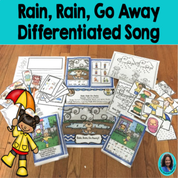 Preview of Special Ed Adapted Book Rain Rain Go Away Differentiated Writing & Coloring