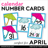 Rain Showers Themed Calendar Numbers