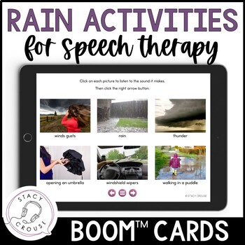 Preview of Rain Spring Speech Therapy Activities for Articulation and Language BOOM™ CARDS