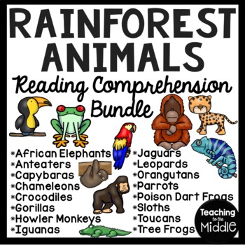 Rain forest Animals Informational Text Reading Comprehension Bundle ...