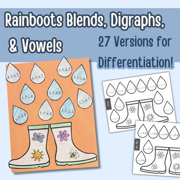 Preview of Rainboot Craft - Spring Crafts - Blends, Digraphs, Vowels, CVC, CCVC Craft
