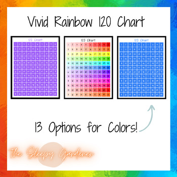 Vivid Rainbow 120 Chart -13 Color Options by The Sleepy Gardener