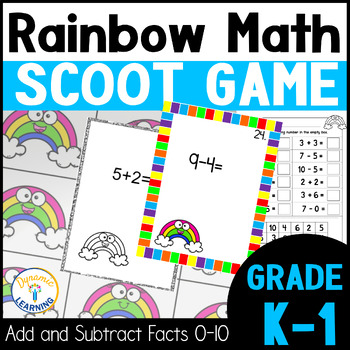 Preview of Rainbow Addition and Subtraction Within 10 Math Scoot Game Worksheets