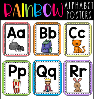 Alphabet Wall Cards / Word Wall Cards in Rainbow Theme by Apples