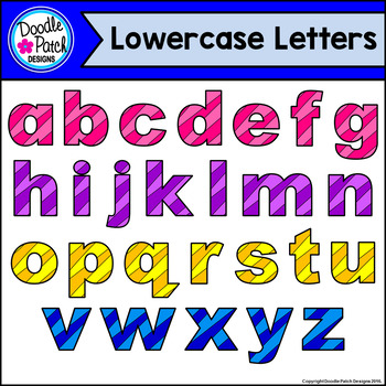 Rainbow Alphabet Letters Clip Art: Diagonal Stripes by Doodle Patch Designs