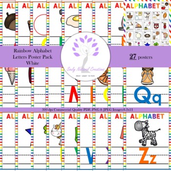 Preview of Rainbow Alphabet Letters Poster Pack White