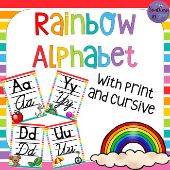 Preview of Rainbow Alphabet Posters, Bright Print & Cursive