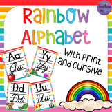 Rainbow Alphabet Posters, Bright Print & Cursive