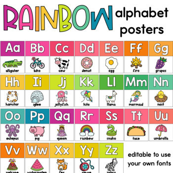 Preview of Rainbow Alphabet Posters | Editable | Classroom Decor