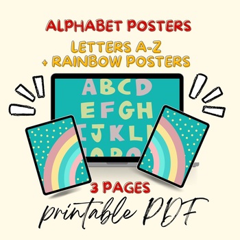 Preview of Rainbow Alphabet Posters Set / 3 Pages / PDF Printable