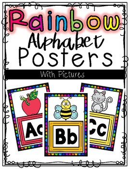 Foundation Print Decorative Blackboard Rainbow Alphabet Cards A-Z Laminated