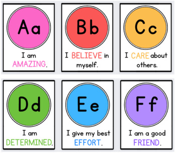 Preview of Rainbow Alphabet Posters with Positive Affirmations