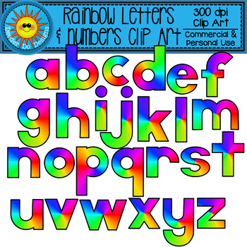 Rainbow Alphabet and Numbers Clip Art by Deeder Do Designs | TPT