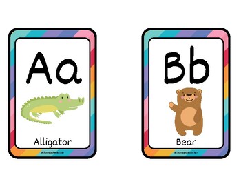 Rainbow Animal Alphabet Cards for Word Wall(PDF Download) by ...