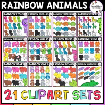 Rainbow Animals Clipart Bundle by Hamna Million's Creations | TpT