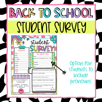 Rainbow Back to School All About Me Student Survey Editable Template