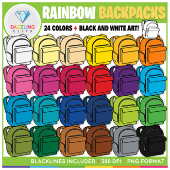 Backpack Cliparts, Back to School Bag Clip Arts, Colorful Backpacks Clip  Arts, Backpack Clip 