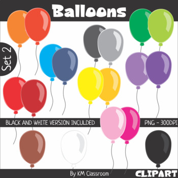 Rainbow Balloon Set 2 Clip Art by KM Classroom | TPT
