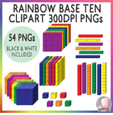 Rainbow Base Ten Clipart Set 1s 10s 100s 1000s - High-Res PNGs
