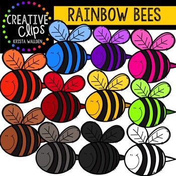 Download Rainbow Bees Creative Clips Digital Clipart Tpt
