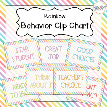 Rainbow Behavior Clip Chart by Education Elation | TPT