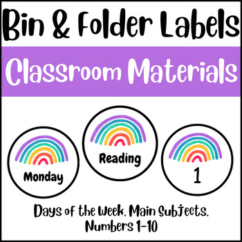 Preview of Rainbow Bin/Folder Labels