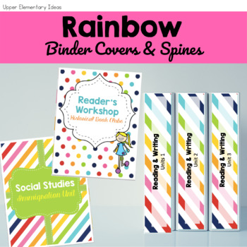 Preview of Binder Cover Printables -- Rainbow Stripes and Dots Edition