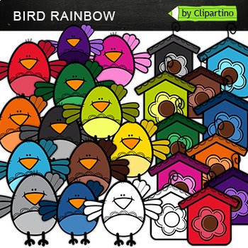 Preview of Rainbow spring Birds Clipart