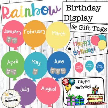Rainbow Birthday Balloons Bulletin Board Display and Pencil Toppers ...