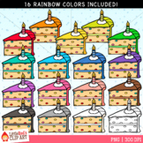 Rainbow Birthday Cake Slices Clip Art