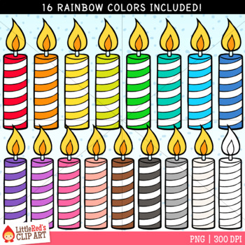 Rainbow Birthday Candles Clip Art By Littlered Tpt