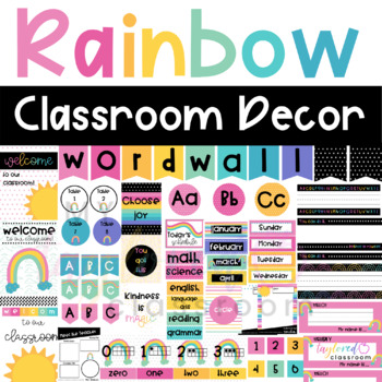 Rainbow Black and White Classroom Decor Bundle by My Taylored Classroom