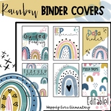 Rainbow Boho Editable Binder Covers
