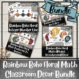 Rainbow Boho Floral Math Classroom Decor BUNDLE | Secondar